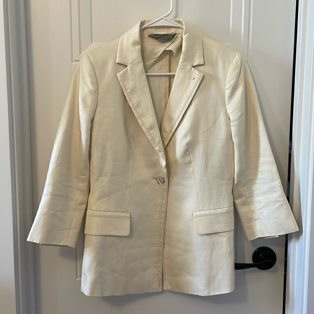 Sportmax 3/4 Sleeve Cream Linen Jacket